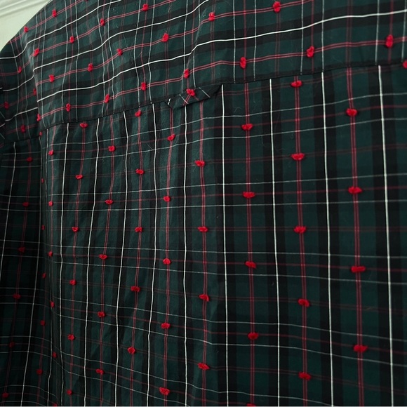 Vintage Brooks Brothers green black red tartan plaid button down tuxedo shirt - Picture 9 of 13